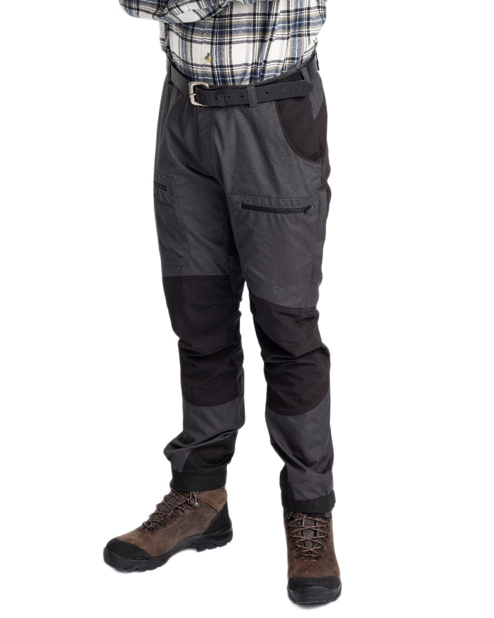 Dark Anthracite Black Coloured Pinewood Mens Caribou TC-Lite Trousers on white background #colour_dark-anthracite-black