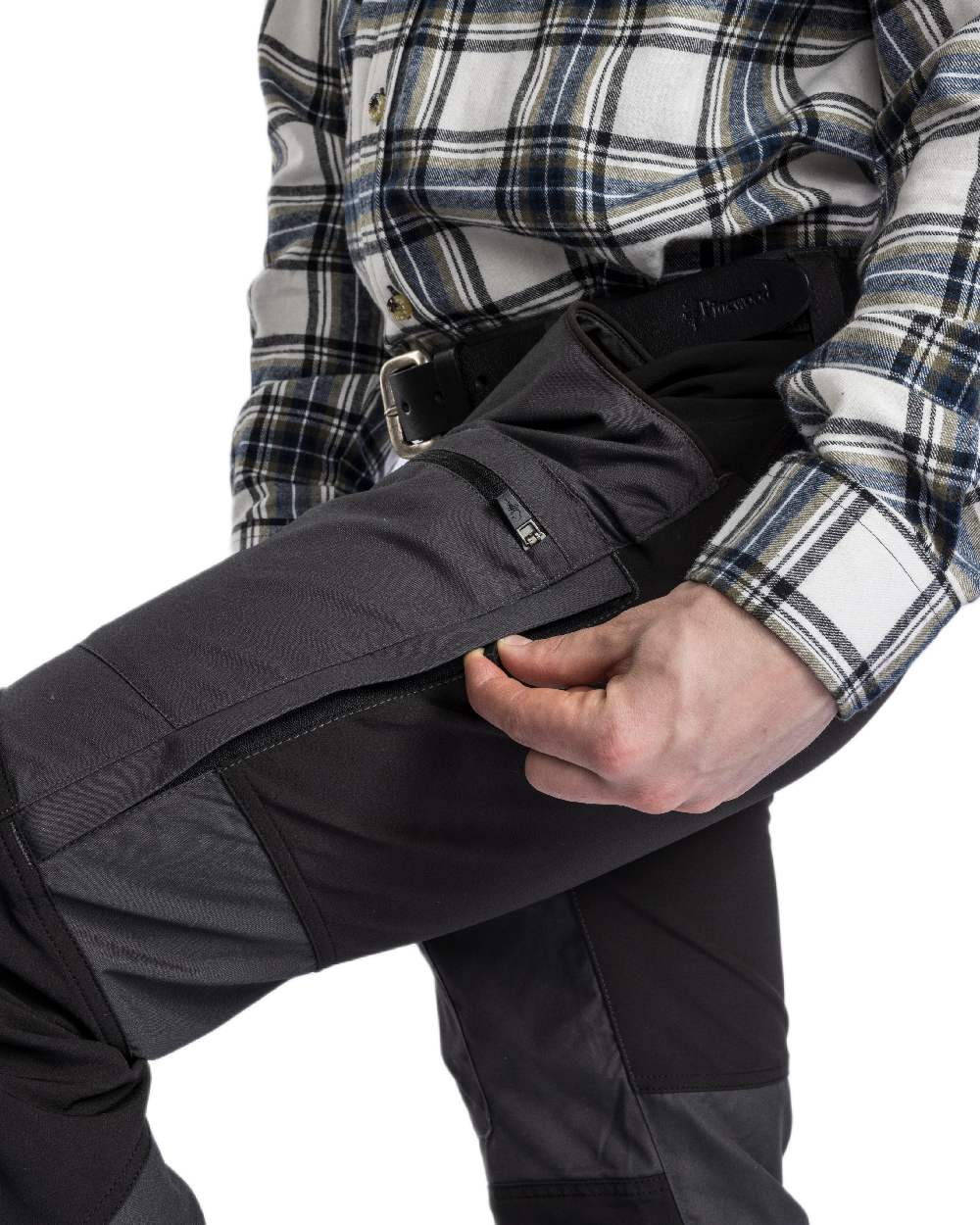 Dark Anthracite Black Coloured Pinewood Mens Caribou TC-Lite Trousers on white background #colour_dark-anthracite-black
