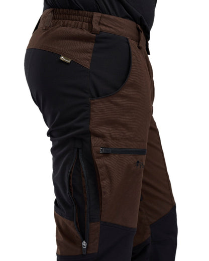 Dark Brown Black Coloured Pinewood Mens Caribou TC-Lite Trousers on white background #colour_dark-brown-black