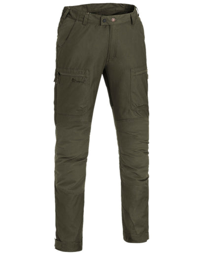 Dark Olive Coloured Pinewood Mens Caribou TC-Lite Trousers on white background #colour_dark-olive