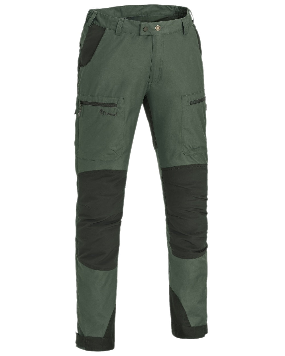 Mid Green Mossgreen Coloured Pinewood Mens Caribou TC-Lite Trousers on white background #colour_mid-green-mossgreen