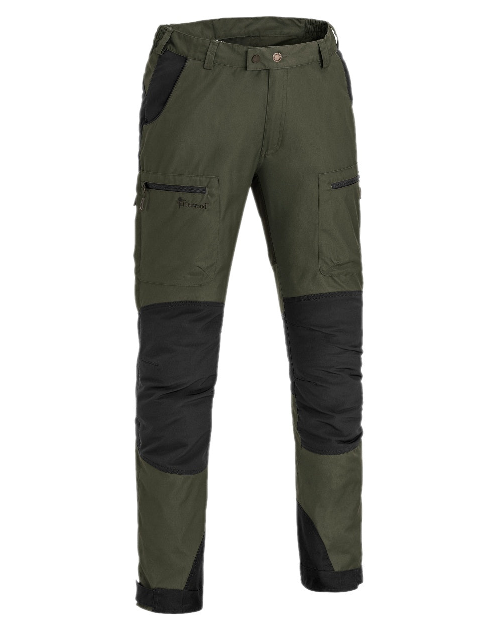 Moss Green Black Coloured Pinewood Mens Caribou Tc Extreme Trousers on white background #colour_moss-green-black