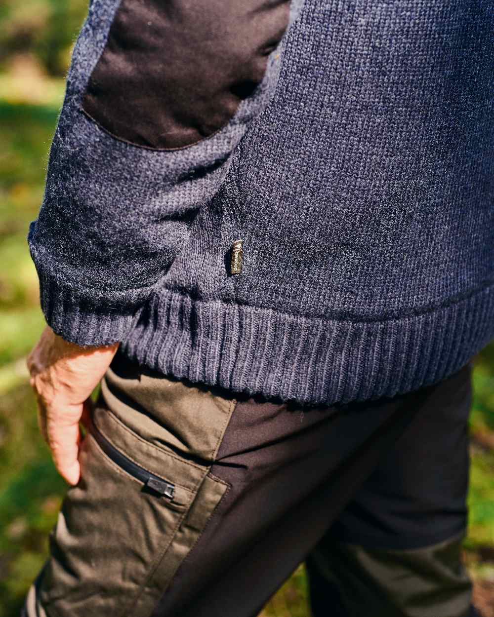 Moss Green Black Coloured Pinewood Mens Caribou Tc Extreme Trousers on forest background #colour_moss-green-black