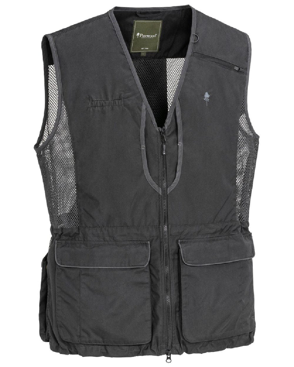 Black Dark Anthracite coloured Pinewood Mens Dog Sports 2.0 Vest on white background #colour_black-dark-anthracite