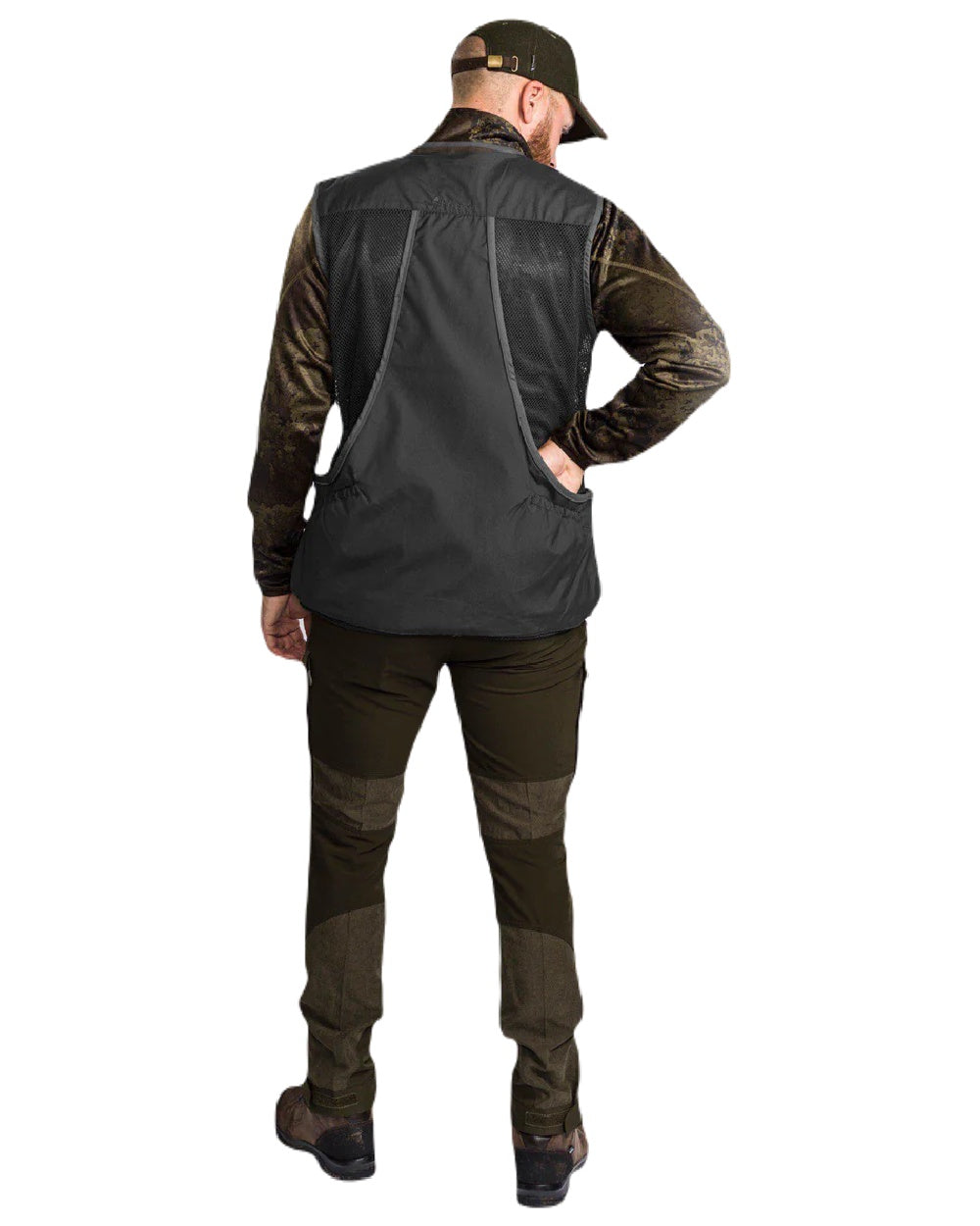 Black Dark Anthracite coloured Pinewood Mens Dog Sports 2.0 Vest on white background #colour_black-dark-anthracite