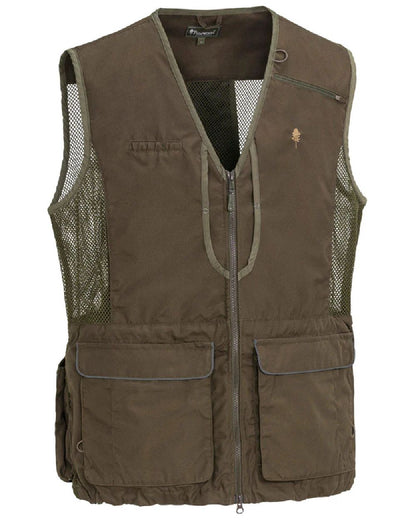 Suede Brown Dark Olive coloured Pinewood Mens Dog Sports 2.0 Vest on white background #colour_suede-brown-dark-olive