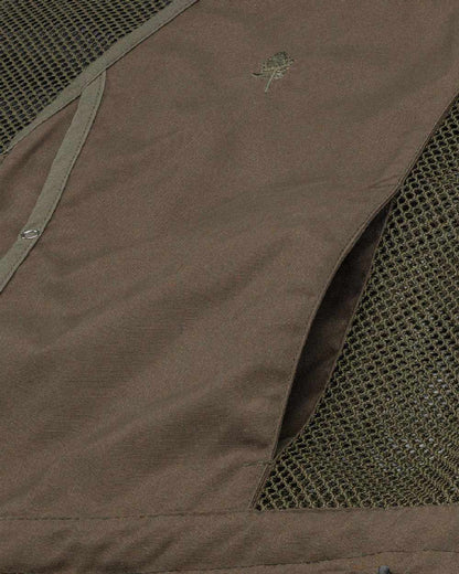 Suede Brown Dark Olive coloured Pinewood Mens Dog Sports 2.0 Vest on white background #colour_suede-brown-dark-olive