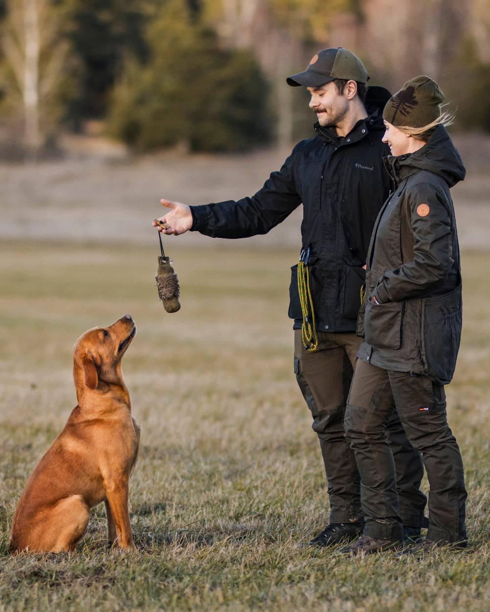 Black Coloured Pinewood Mens Dog Sports Trainer Extreme Jacket on outdoor background #colour_black