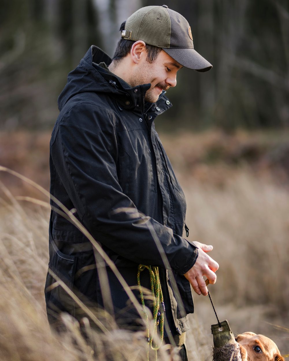 Black Coloured Pinewood Mens Dog Sports Trainer Extreme Jacket on outdoor background #colour_black