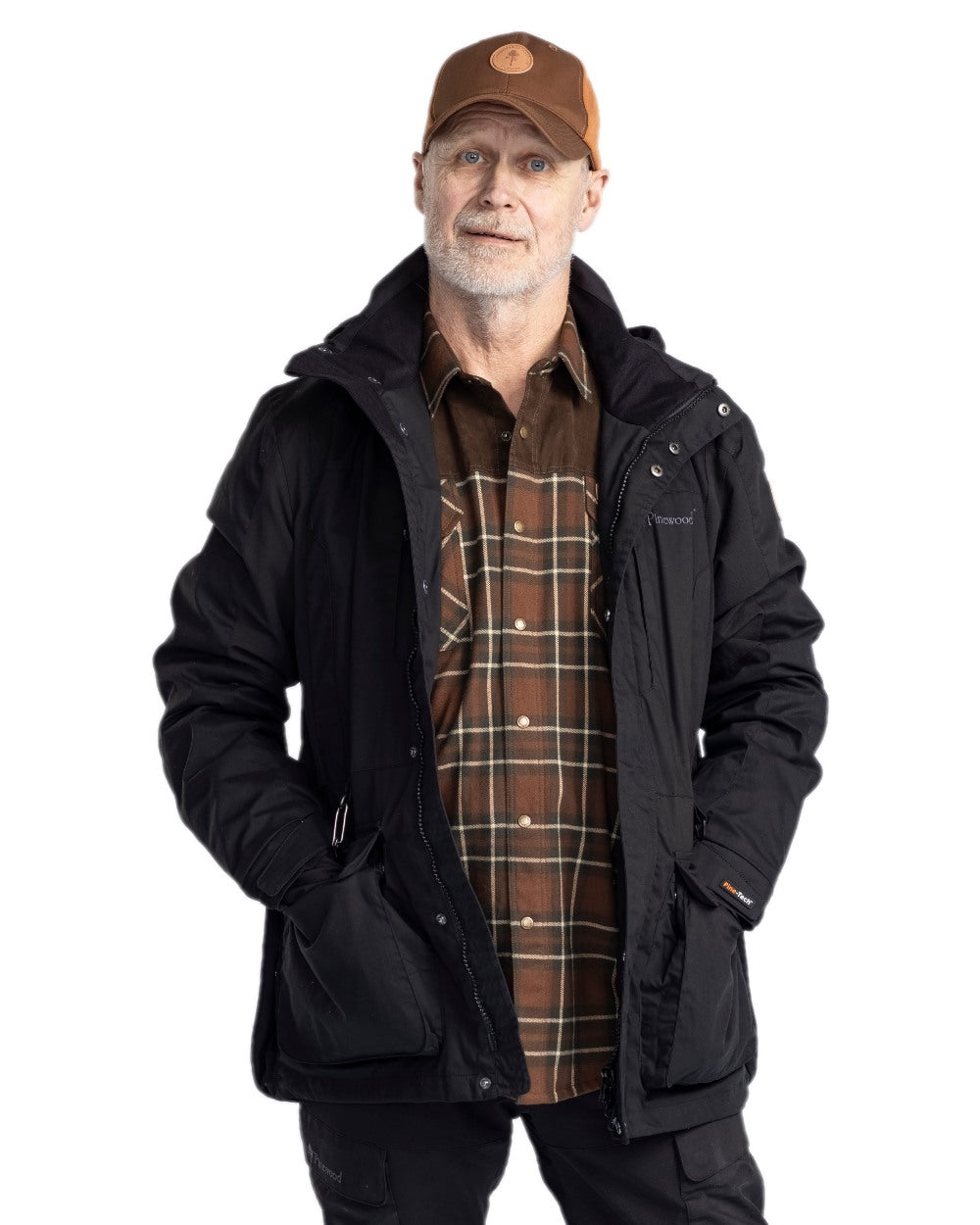 Black Coloured Pinewood Mens Dog Sports Trainer Extreme Jacket on white background #colour_black