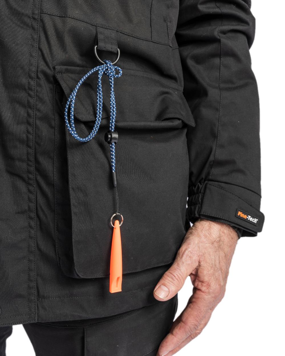 Black Coloured Pinewood Mens Dog Sports Trainer Extreme Jacket on white background #colour_black