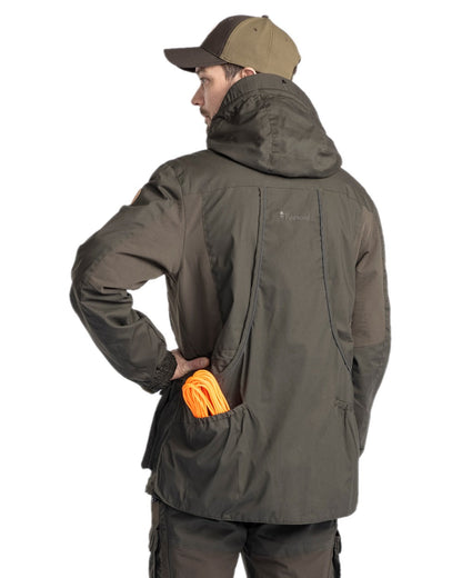Moss Green Coloured Pinewood Mens Dog Sports Trainer Extreme Jacket on white background #colour_moss-green