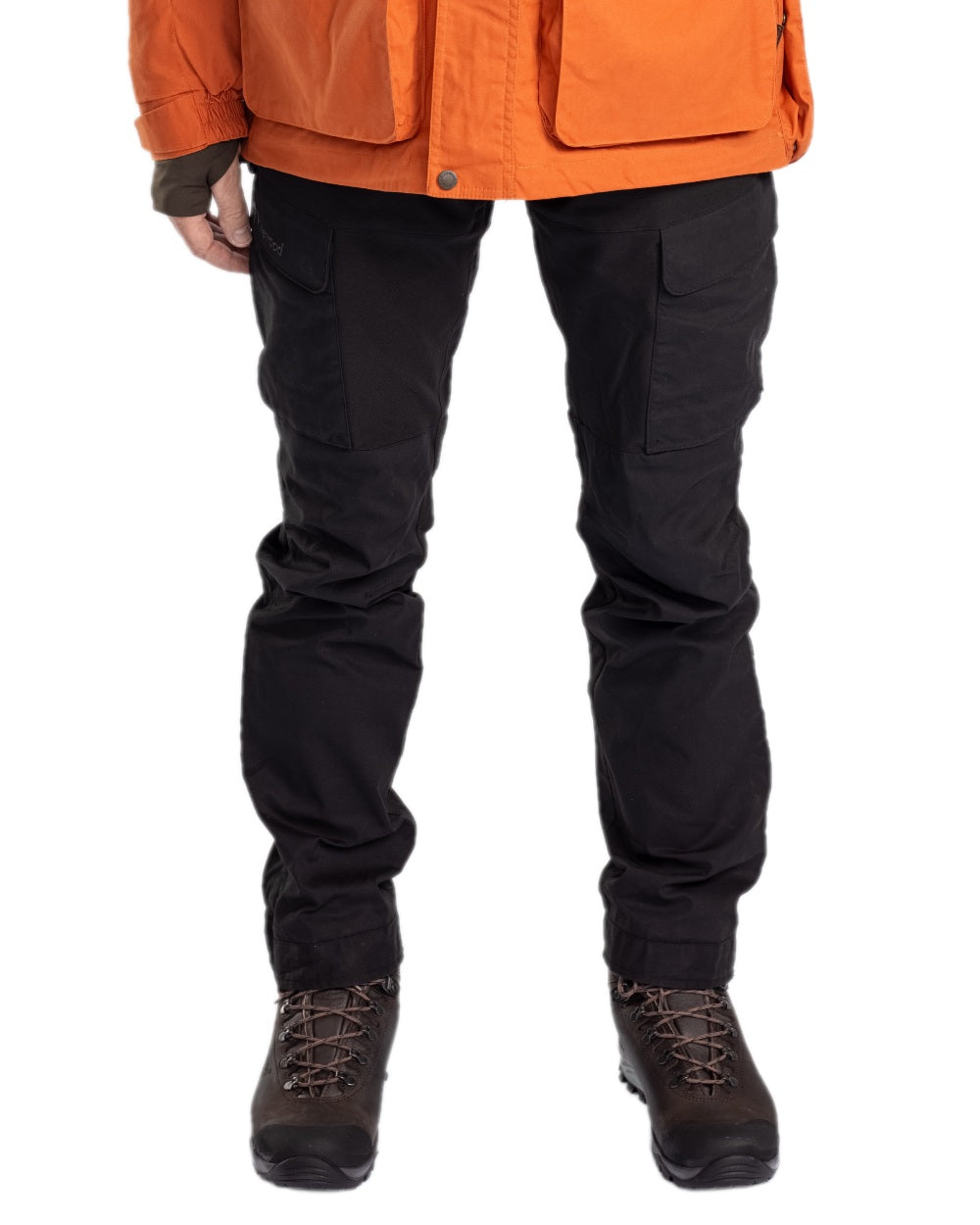 Black Coloured Pinewood Mens Dog Sports Trainer Extreme Trousers on white background #colour_black