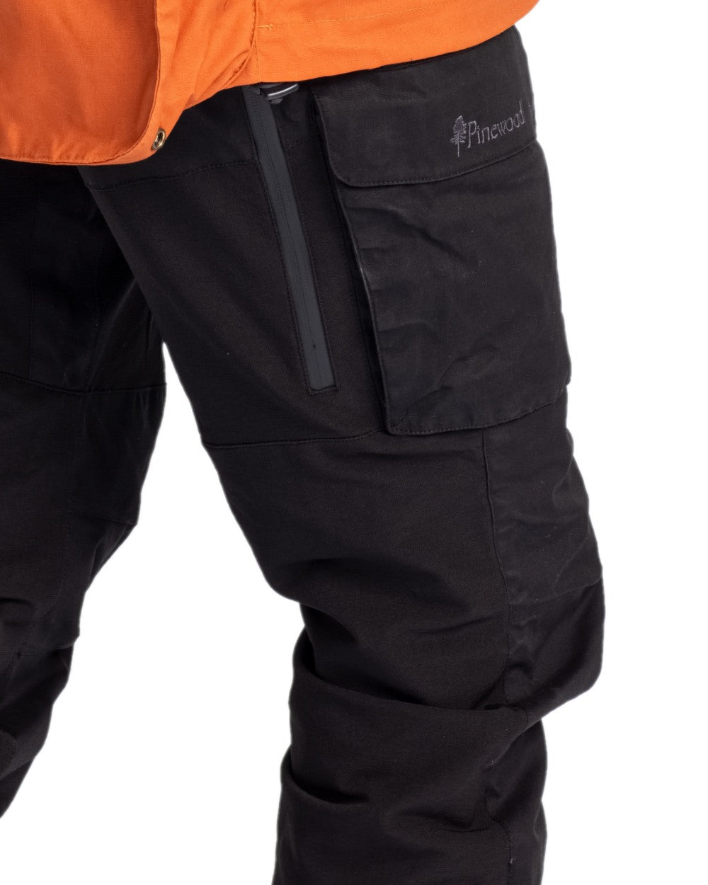 Black Coloured Pinewood Mens Dog Sports Trainer Extreme Trousers on white background #colour_black