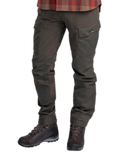 Moss Green Coloured Pinewood Mens Dog Sports Trainer Extreme Trousers on white background #colour_moss-green
