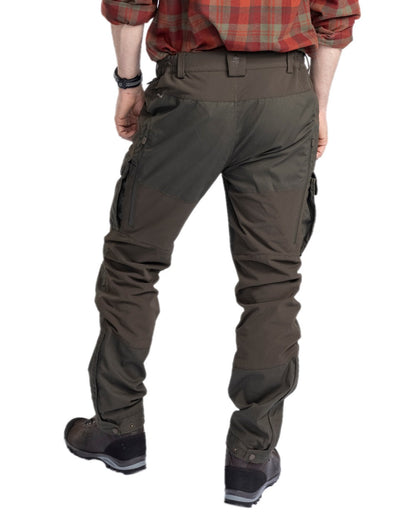 Moss Green Coloured Pinewood Mens Dog Sports Trainer Extreme Trousers on white background #colour_moss-green