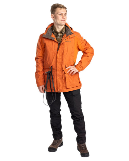 Burned Orange Coloured Pinewood Mens Dog Sports Trainer Jacket on white background #colour_burned-orange