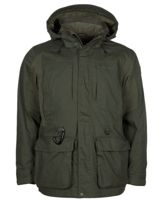 Moss Green Coloured Pinewood Mens Dog Sports Trainer Jacket on white background #colour_moss-green