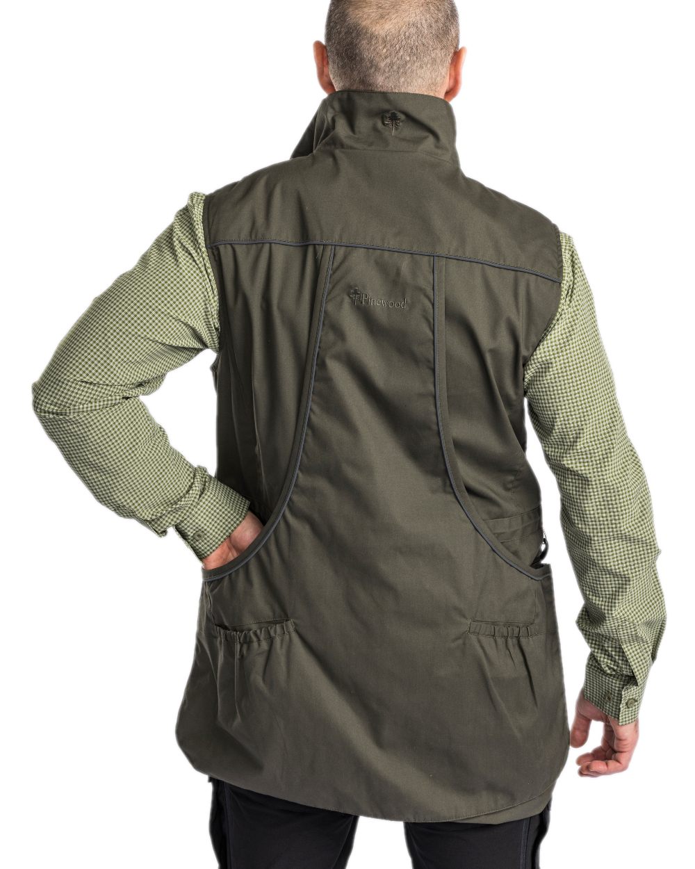 Moss Green Coloured Pinewood Mens Dog Sports Trainer Vest on white background #colour_moss-green
