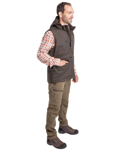 Moss Green coloured Pinewood Mens Dog Sports Windblocker Vest on white background #colour_moss-green