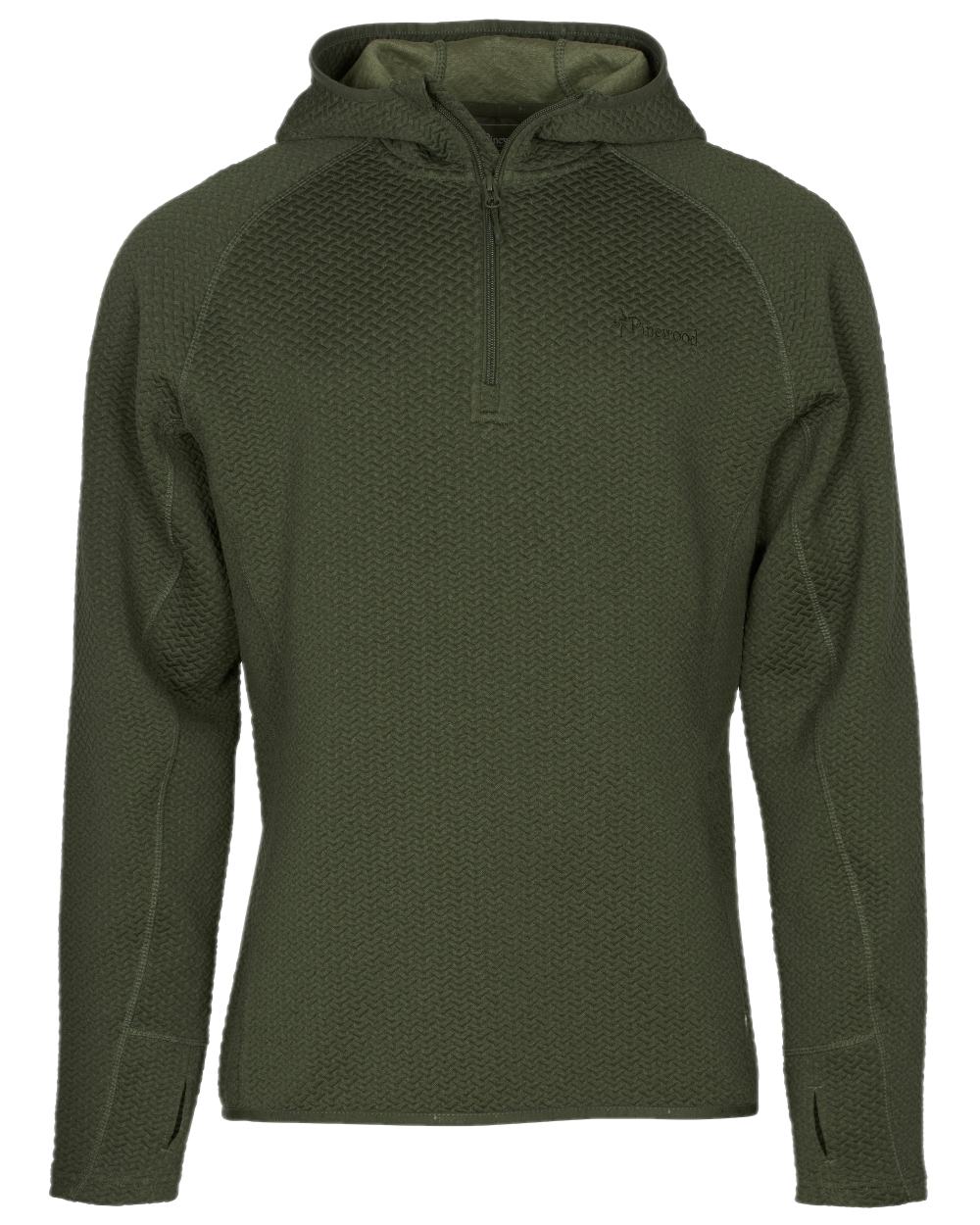Dark Green Mel Coloured Pinewood Mens Everyday Travel Hoodie on white background #colour_dark-green-mel