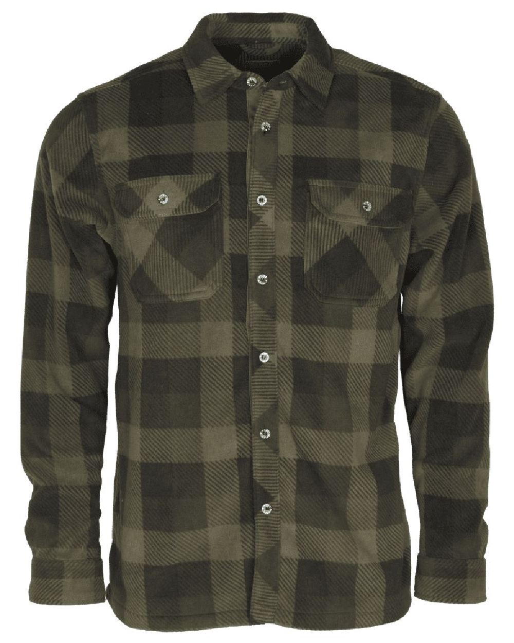 Green Black coloured Pinewood Mens Finnveden Canada Shirt on white background #colour_green-black