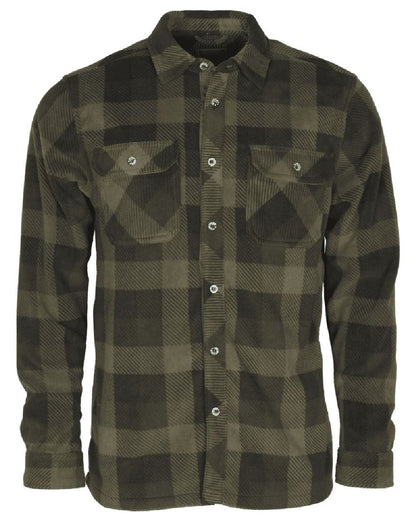 Green Black coloured Pinewood Mens Finnveden Canada Shirt on white background #colour_green-black