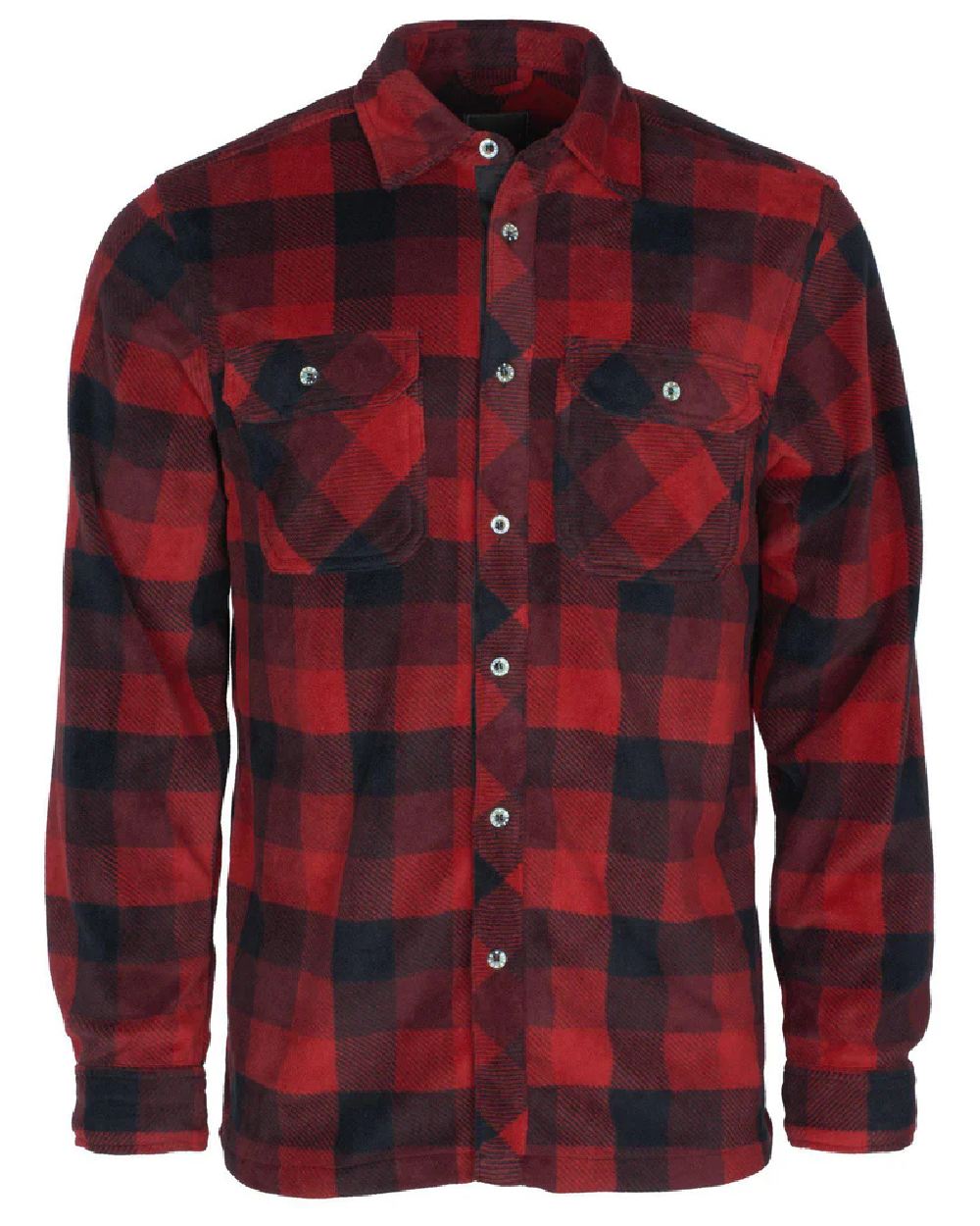 Red Black coloured Pinewood Mens Finnveden Canada Shirt on white background #colour_red-black