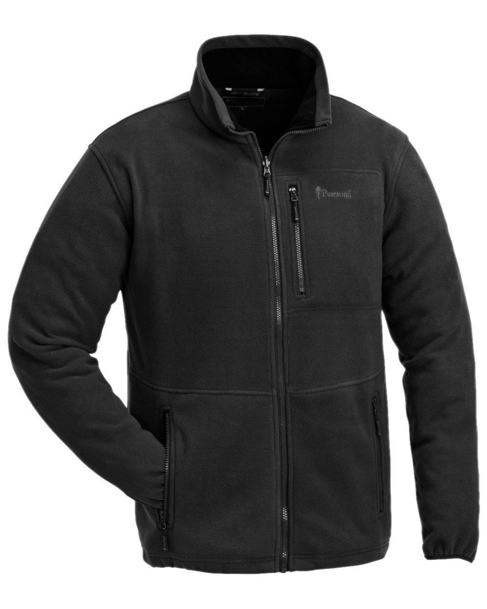 Black Coloured Pinewood Mens Finnveden Fleece Jacket on white background #colour_black