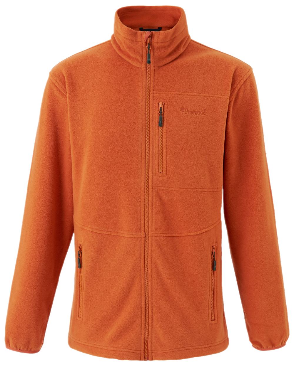 Burned Orange Pinewood Mens Finnveden Fleece Jacket on white background #colour_burned-orange