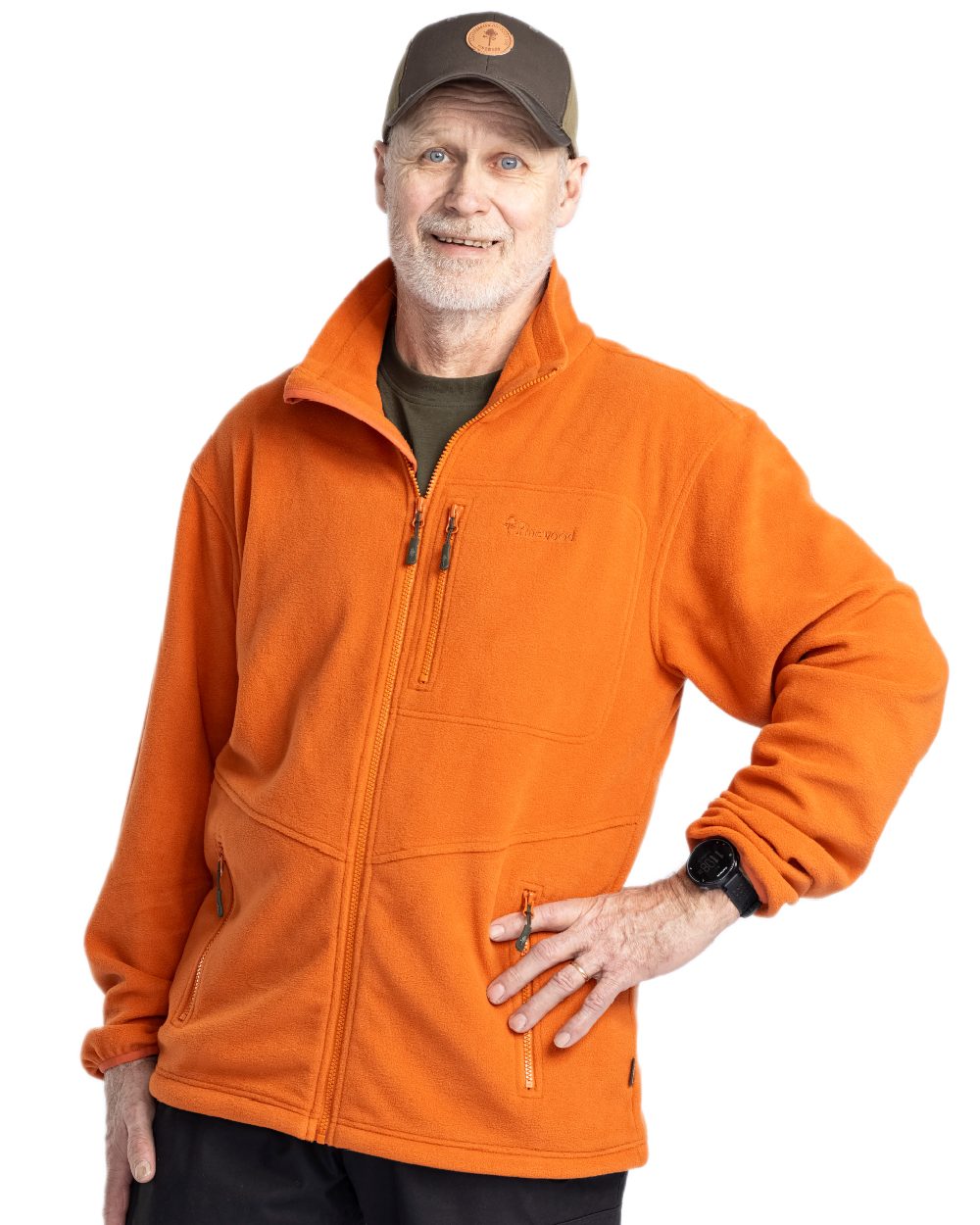 Burned Orange Pinewood Mens Finnveden Fleece Jacket on white background #colour_burned-orange