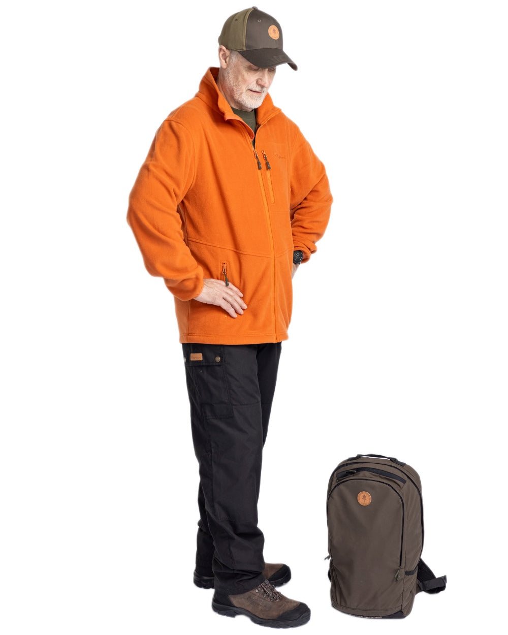 Burned Orange Pinewood Mens Finnveden Fleece Jacket on white background #colour_burned-orange