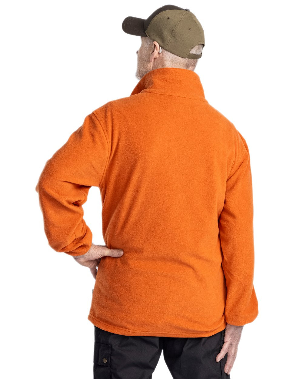 Burned Orange Pinewood Mens Finnveden Fleece Jacket on white background #colour_burned-orange