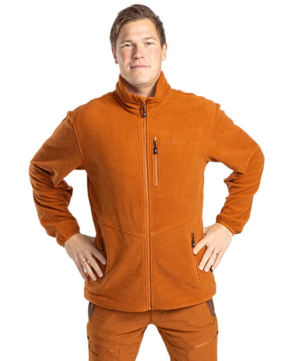 Fudge Pinewood Mens Finnveden Fleece Jacket on white background #colour_fudge
