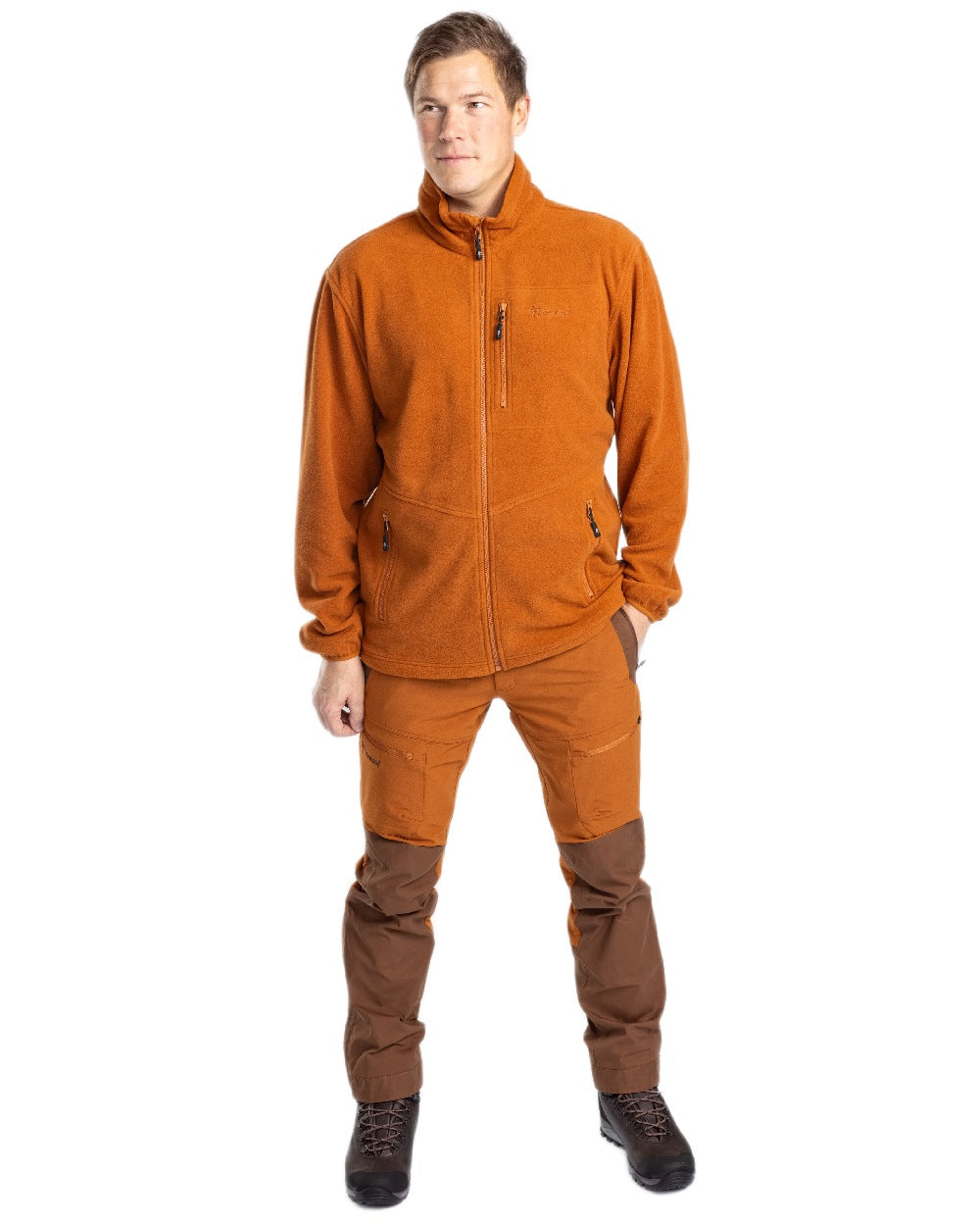 Fudge Pinewood Mens Finnveden Fleece Jacket on white background #colour_fudge