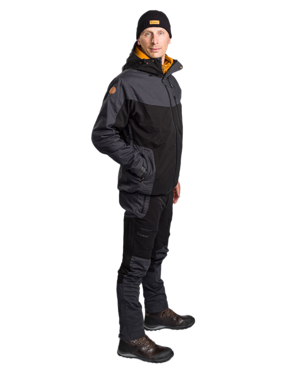 Black Dark Anthracite Coloured Pinewood Mens Finnveden Hybrid Extreme Trousers on white background #colour_black-dark-anthracite