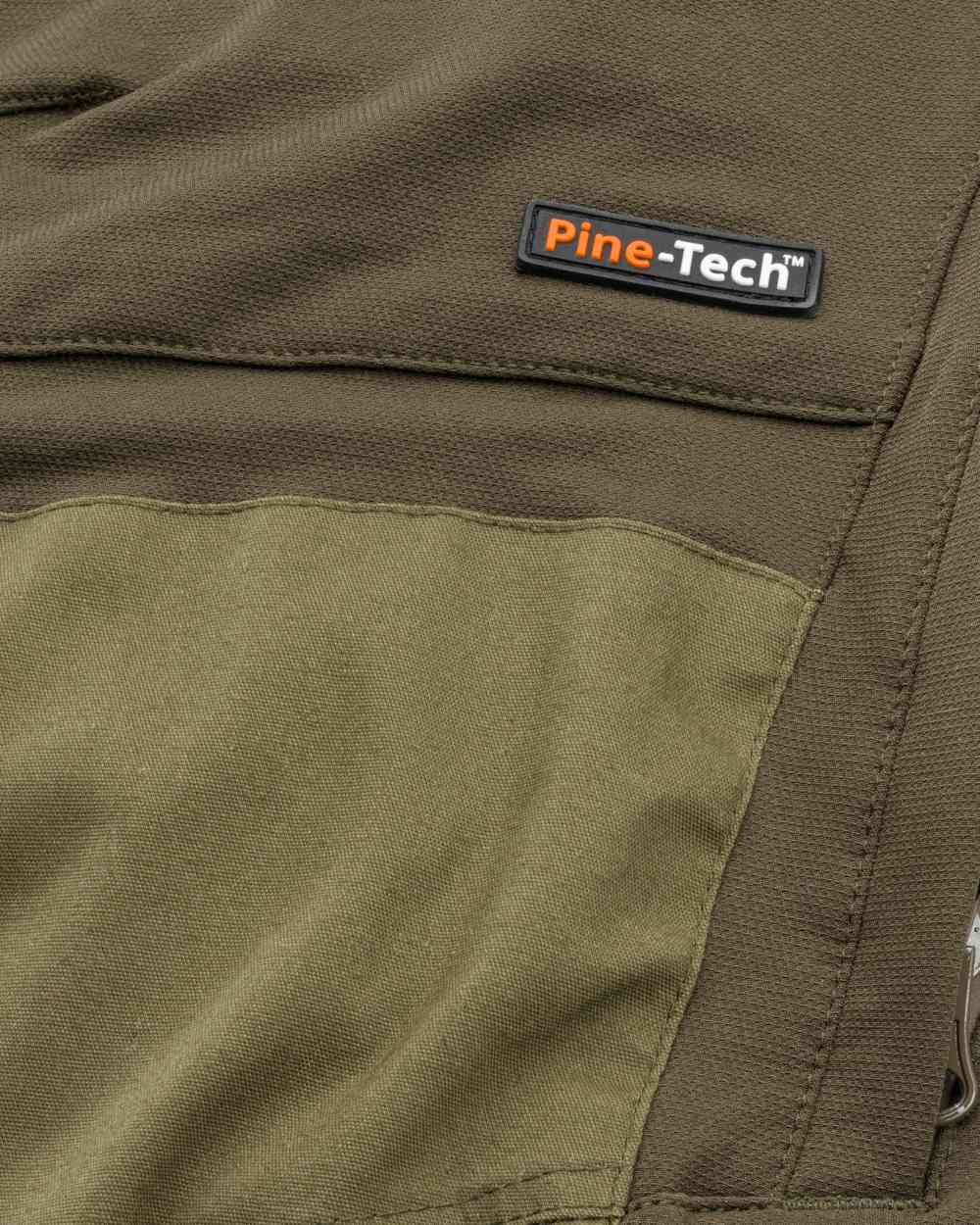 Dark Olive Hunting Olive Coloured Pinewood Mens Finnveden Hybrid Extreme Trousers on white background #colour_dark-olive-hunting-olive