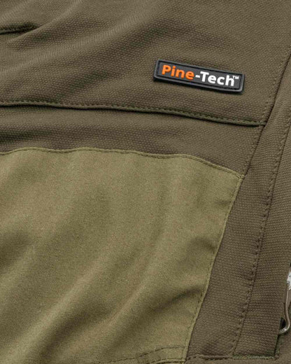 Dark Olive Hunting Olive Coloured Pinewood Mens Finnveden Hybrid Extreme Trousers on white background #colour_dark-olive-hunting-olive