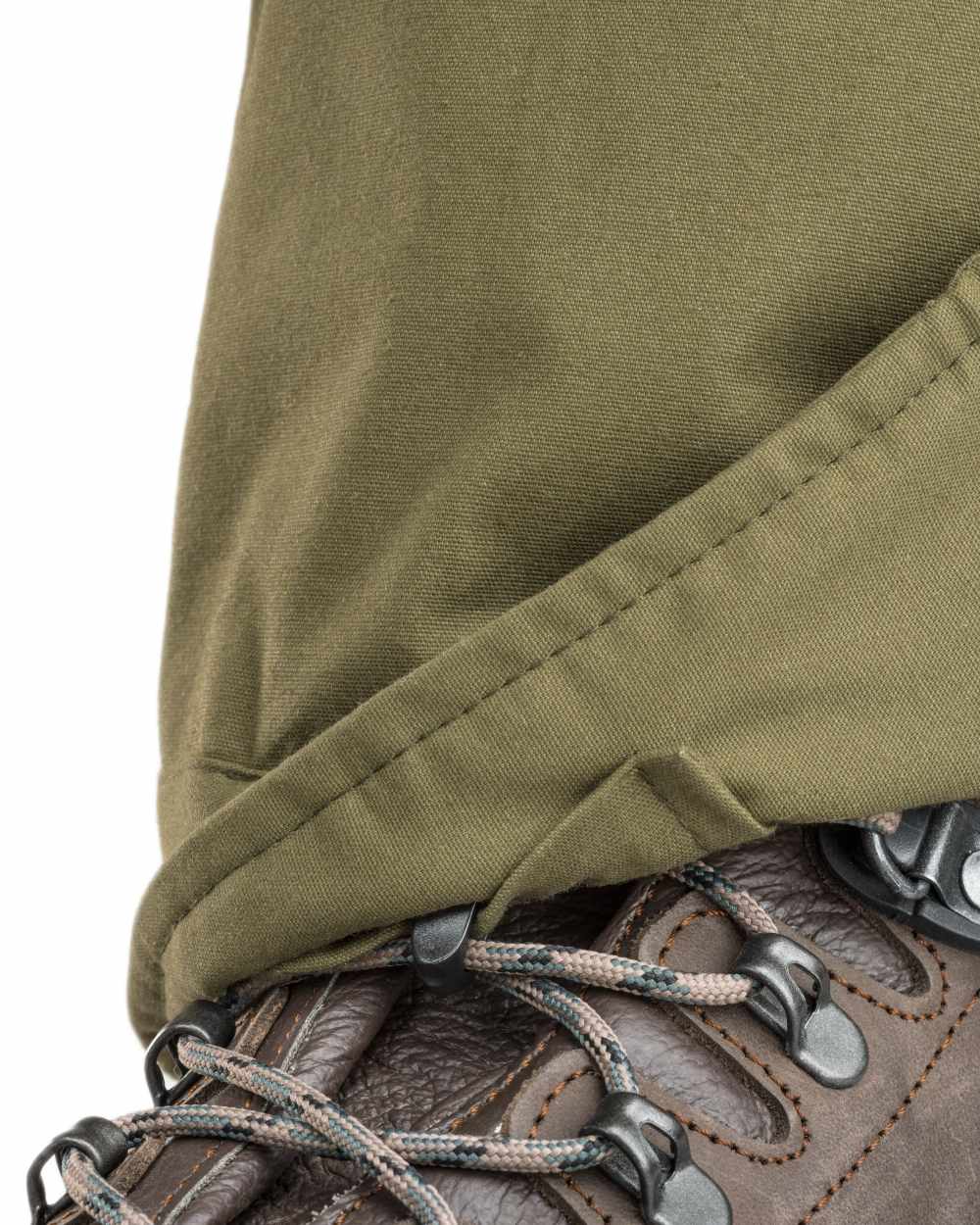 Dark Olive Hunting Olive Coloured Pinewood Mens Finnveden Hybrid Extreme Trousers on white background #colour_dark-olive-hunting-olive