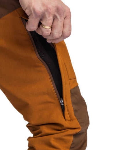 Fudge Nougat Coloured Pinewood Mens Finnveden Hybrid Extreme Trousers on white background #colour_fudge-nougat