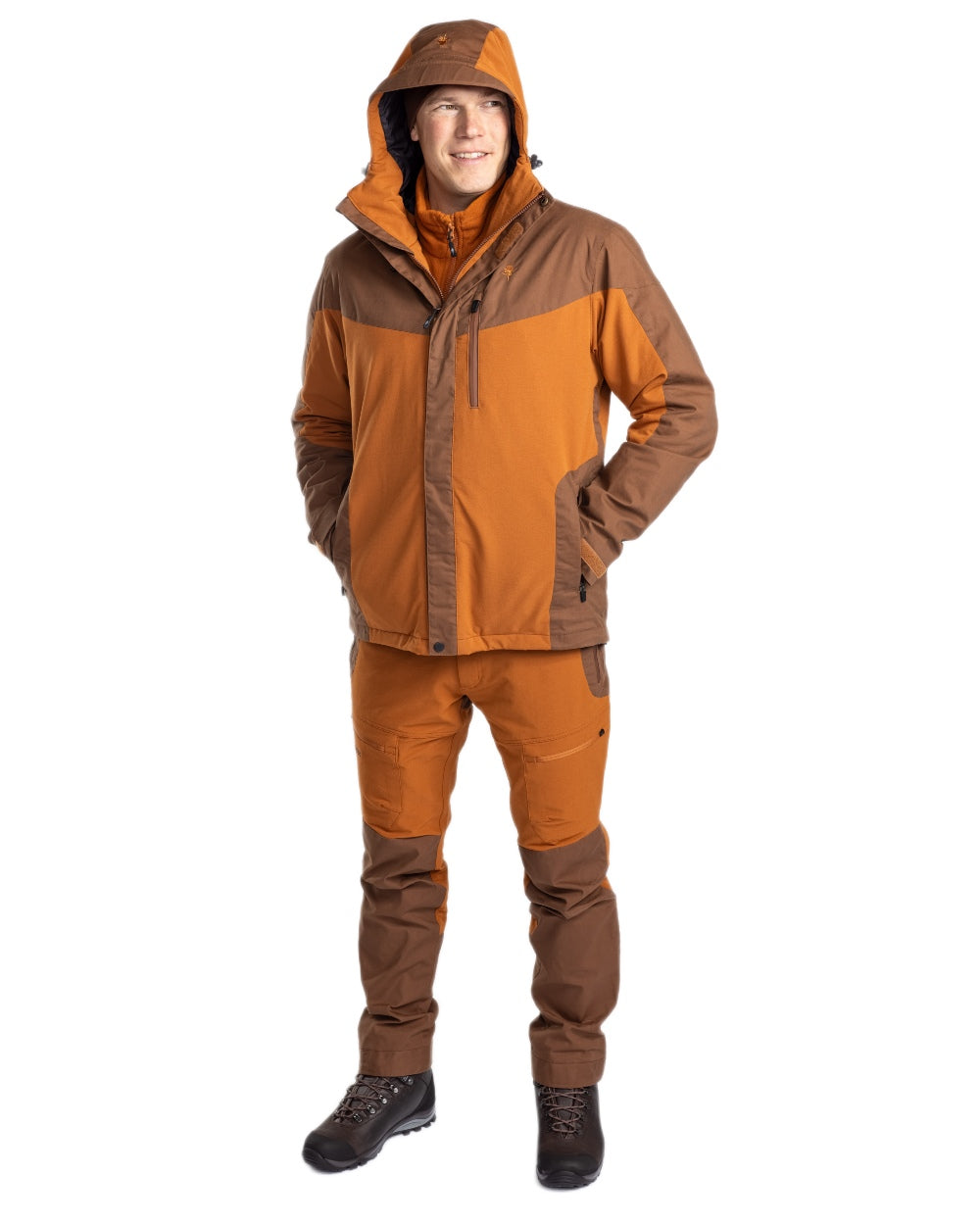 Fudge Nougat Coloured Pinewood Mens Finnveden Hybrid Extreme Trousers on white background #colour_fudge-nougat