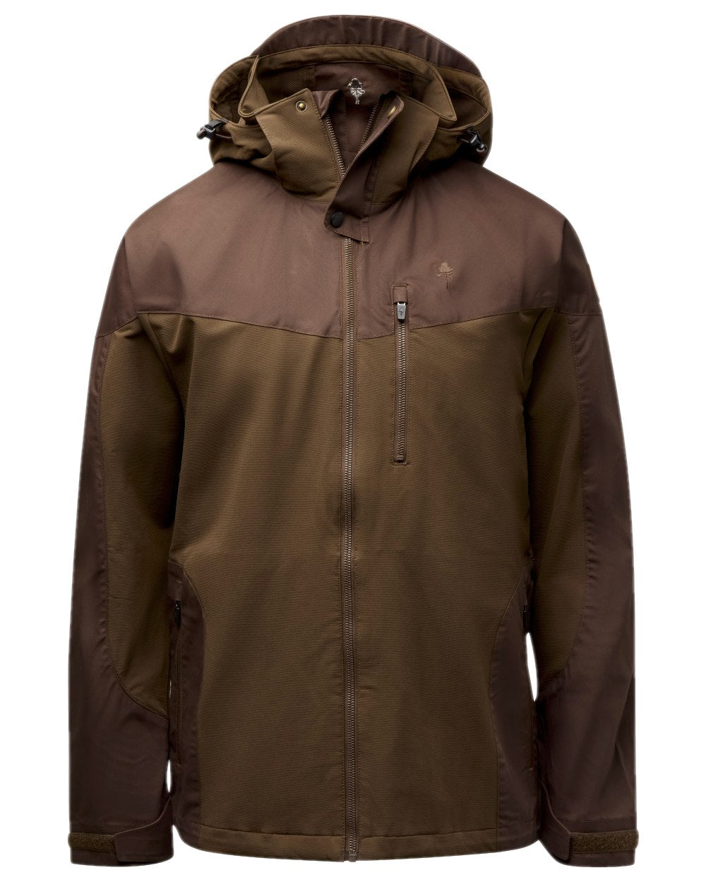 Dark Brown Coloured Pinewood Mens Finnveden Hybrid Jacket on white background #colour_dark-brown