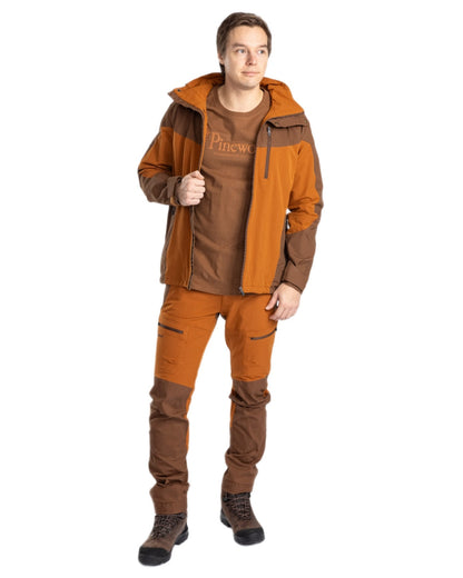 Fudge Nougat Coloured Pinewood Mens Finnveden Hybrid Jacket on white background #colour_fudge-nougat