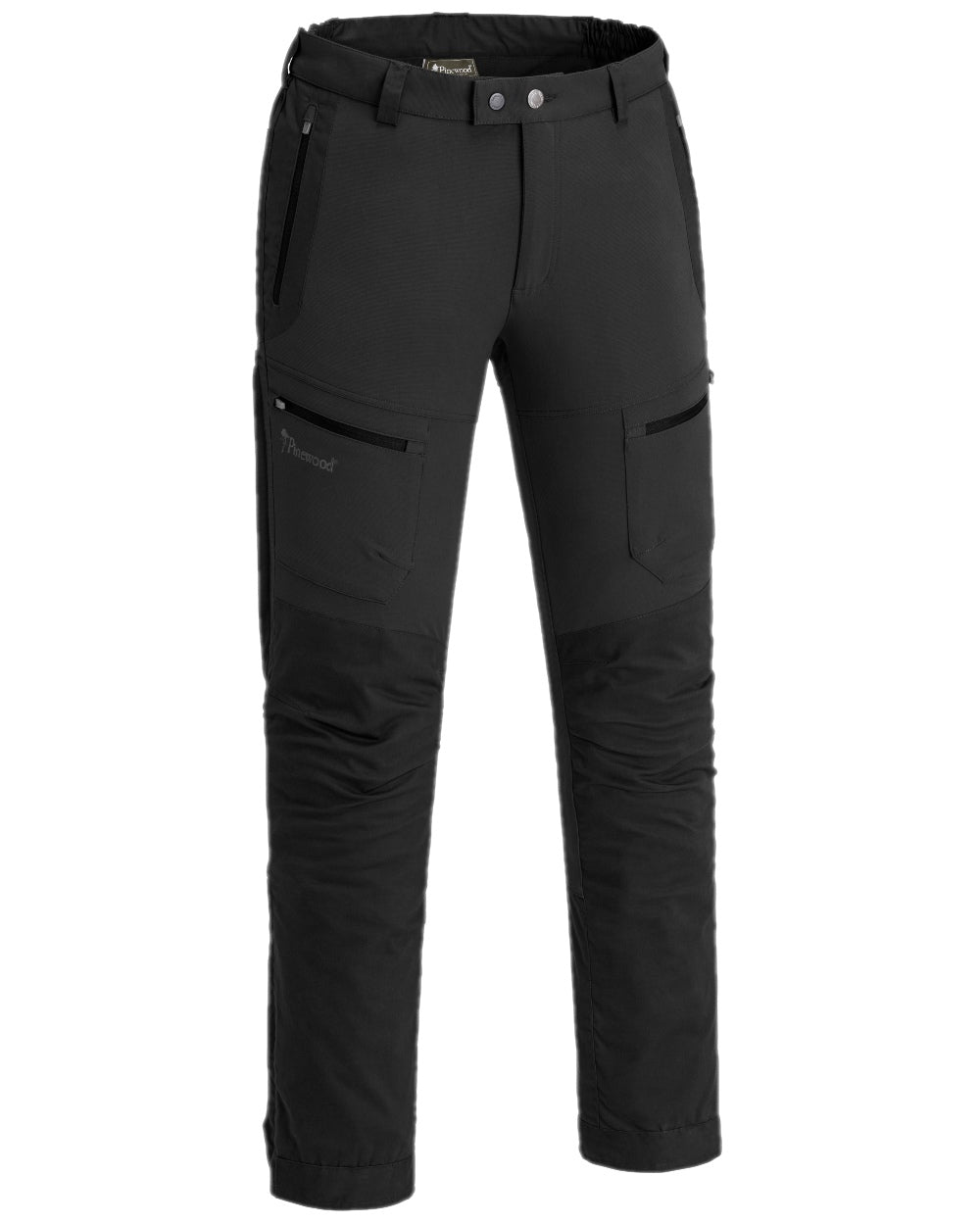 Black Coloured Pinewood Mens Finnveden Hybrid Trousers on white background #colour_black