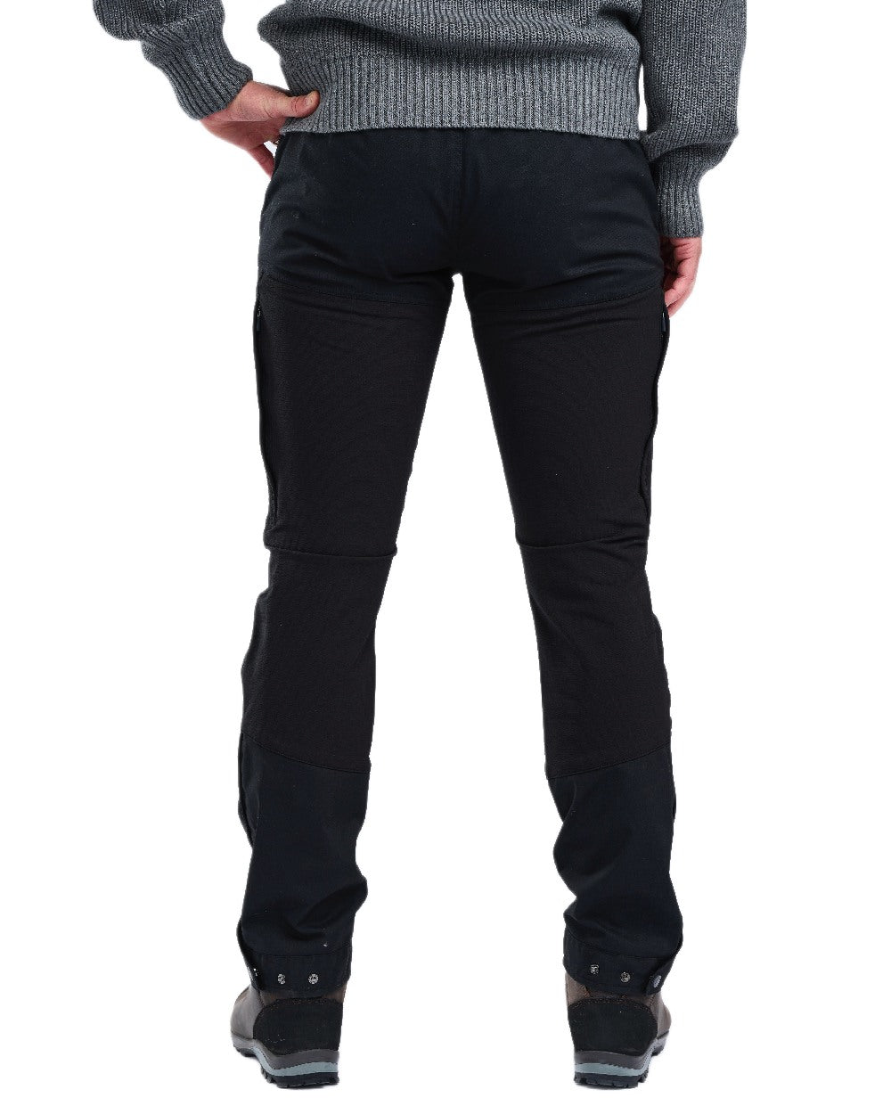 Black Coloured Pinewood Mens Finnveden Hybrid Trousers on white background #colour_black