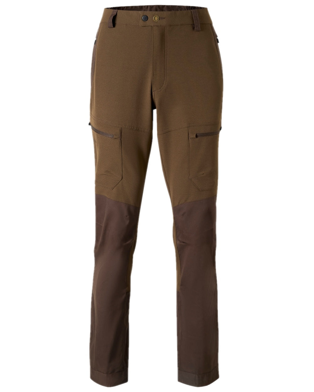 Dark Brown Coloured Pinewood Mens Finnveden Hybrid Trousers on white background #colour_dark-brown