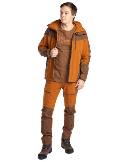 Fudge Nougat Coloured Pinewood Mens Finnveden Hybrid Trousers on white background #colour_fudge-nougat