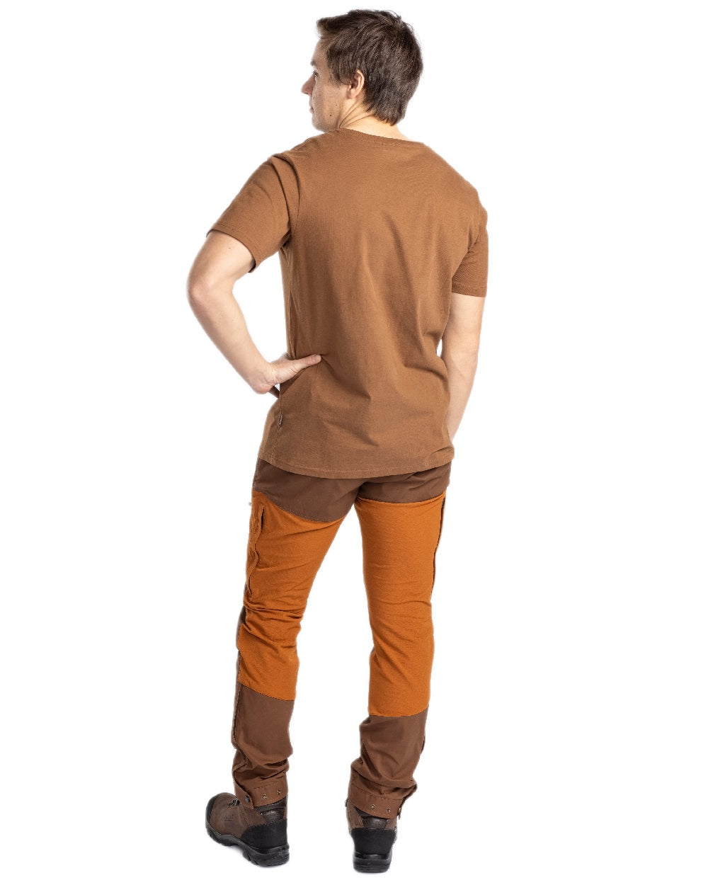 Fudge Nougat Coloured Pinewood Mens Finnveden Hybrid Trousers on white background #colour_fudge-nougat