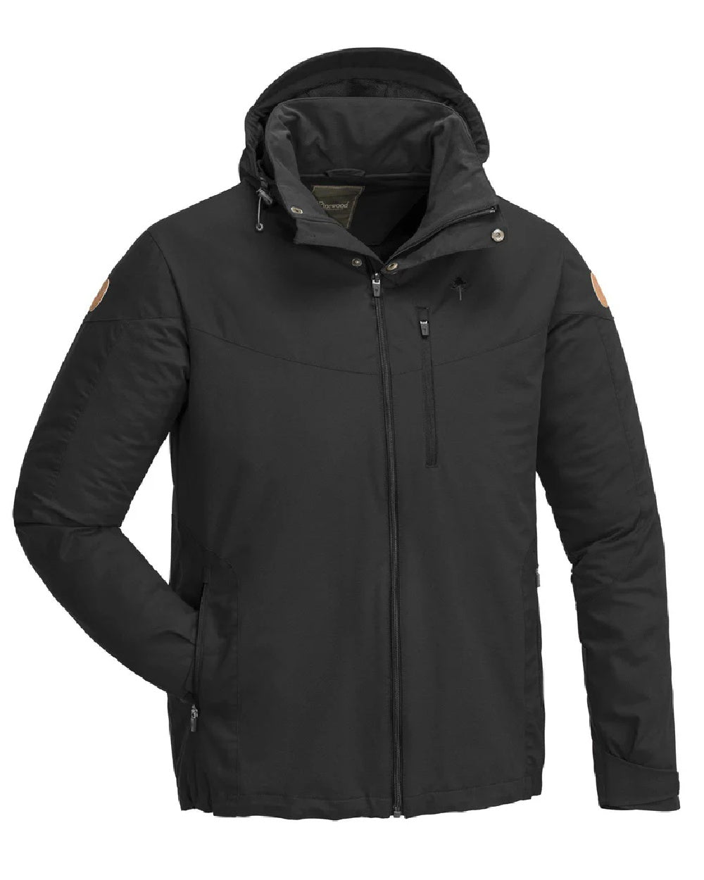 Black coloured Pinewood Mens Finnveden Hybrid Jacket on white background #colour_black