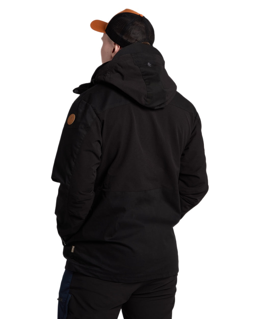Black coloured Pinewood Mens Finnveden Hybrid Jacket on white background #colour_black